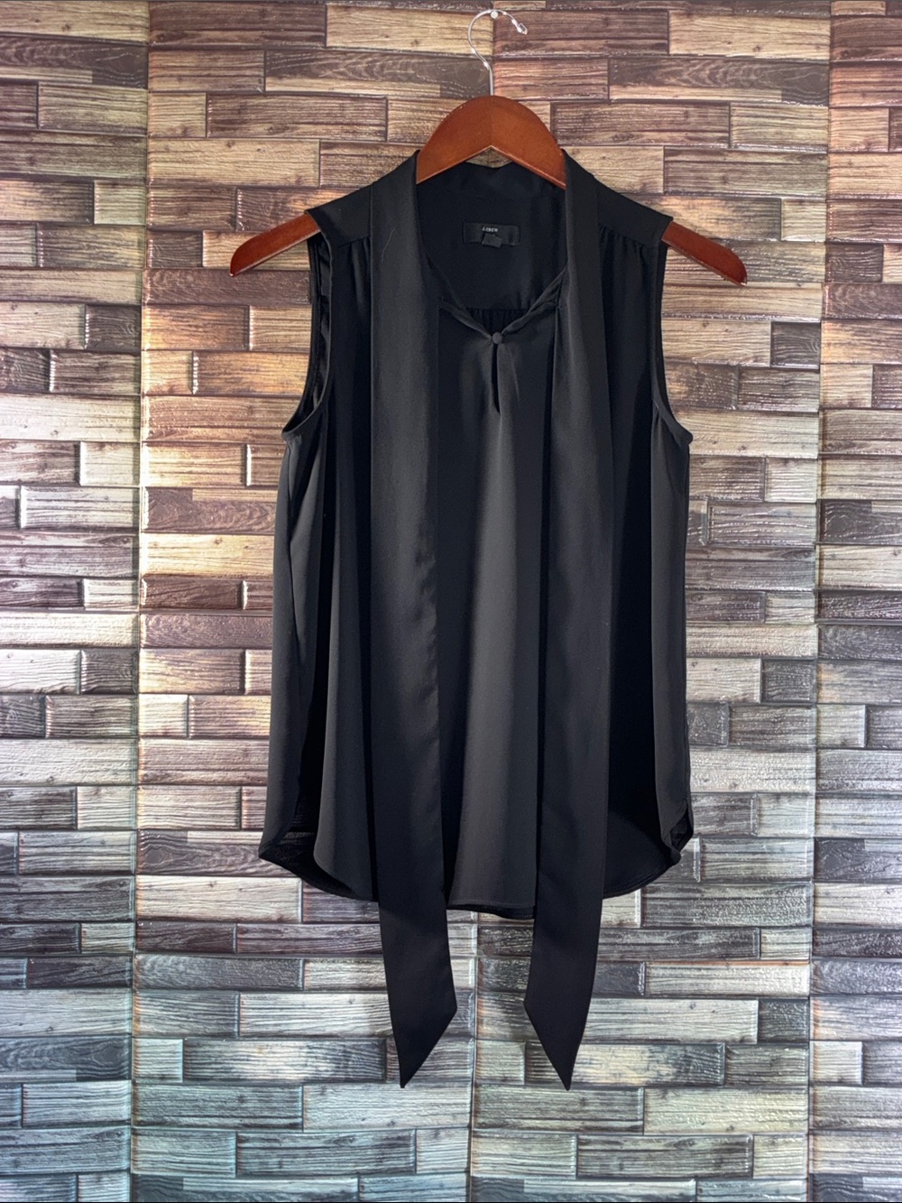 EUC J Crew 365 Tie Front Bow Sleeveless Pullover Blouse Black XS